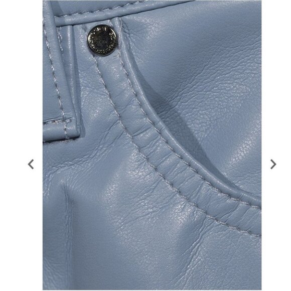 NEW GOLDSIGN The Stacked Roya Straight-Leg Leather Jeans in Jubilee Blue Size 27 - Picture 4 of 10